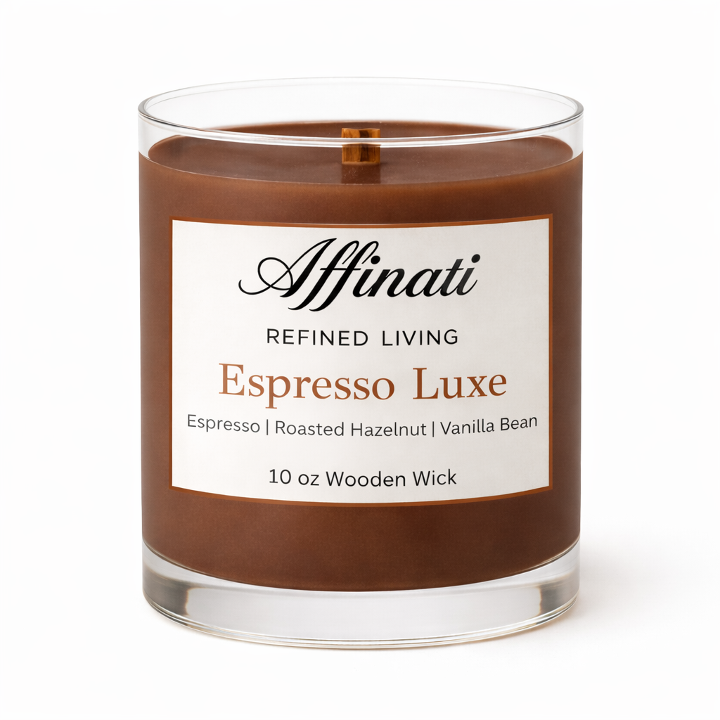 Espresso Luxe Wooden Wick Candle – Luxury 10 oz Soy Blend | Affinati