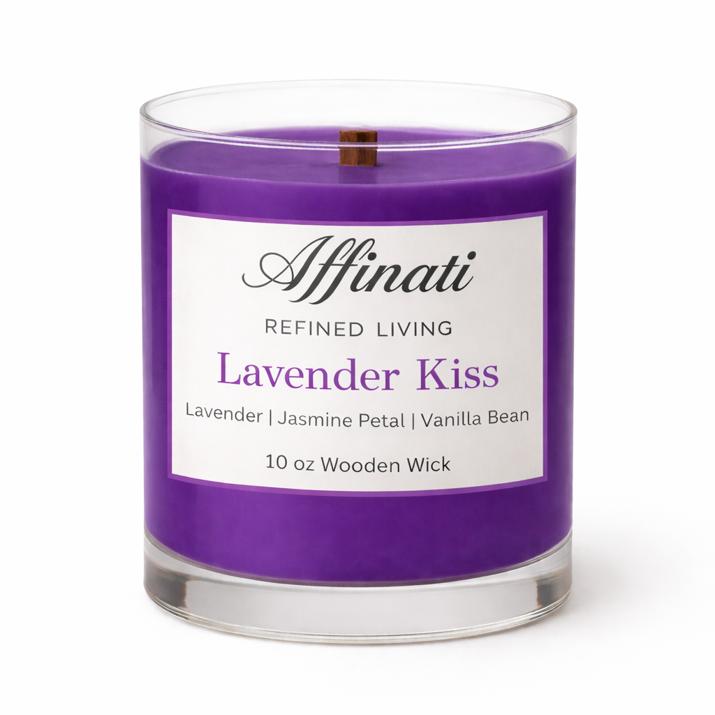 Lavender Kiss Wooden Wick Candle – Luxury 10 oz Soy Blend | Affinati