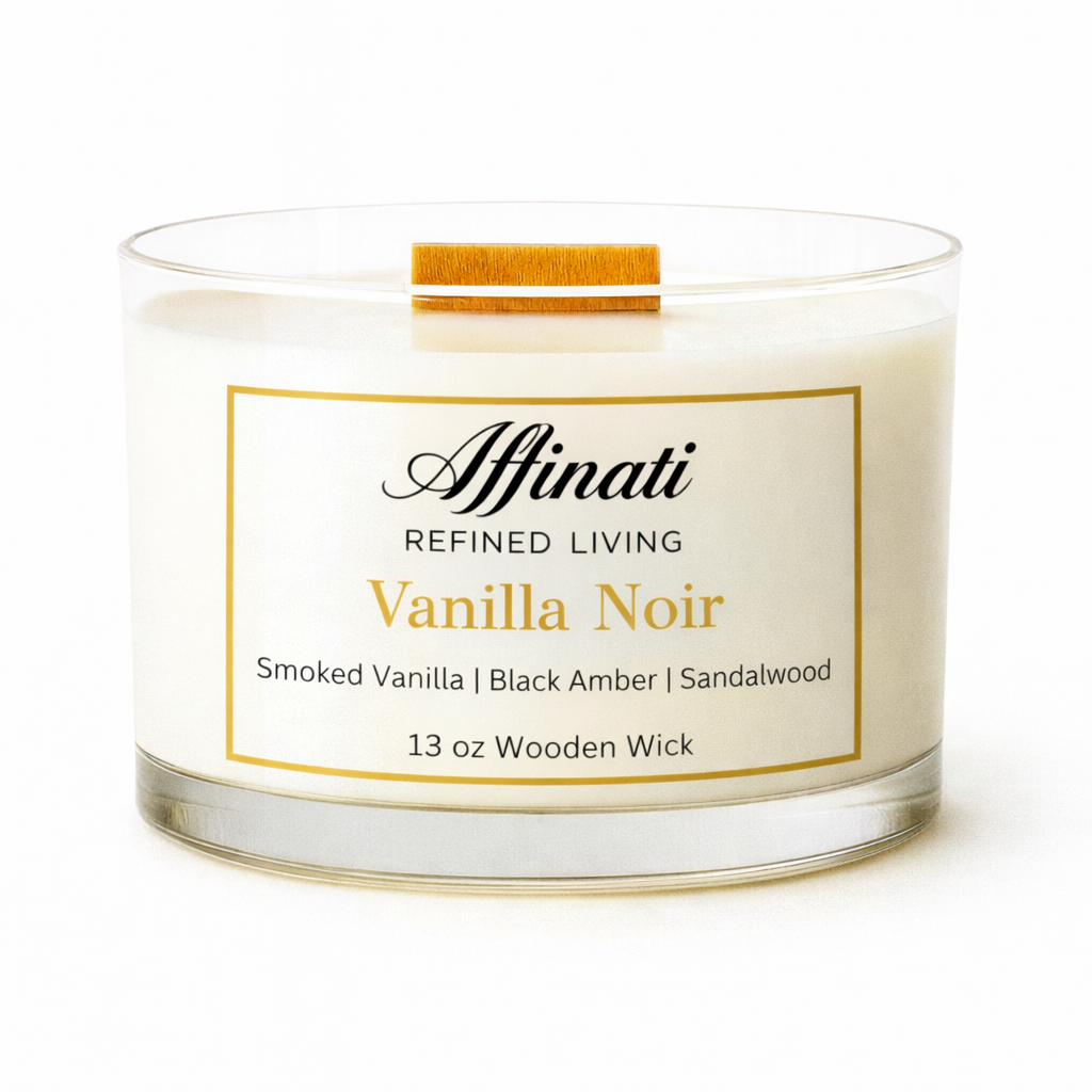 Vanilla Noir Wooden Wick Candle – Luxury 13 oz Soy Blend | Affinati