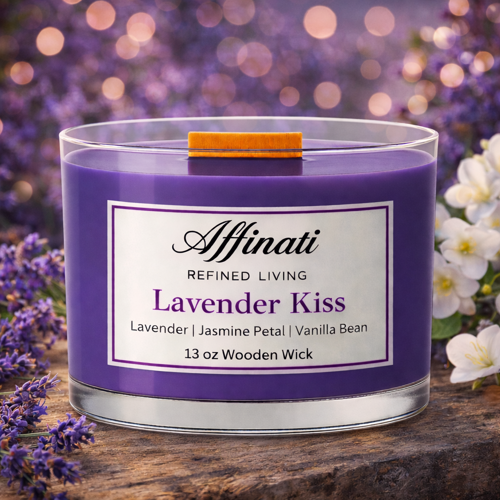 Lavender Kiss Wooden Wick Candle – Luxury 13 oz Soy Blend | Affinati