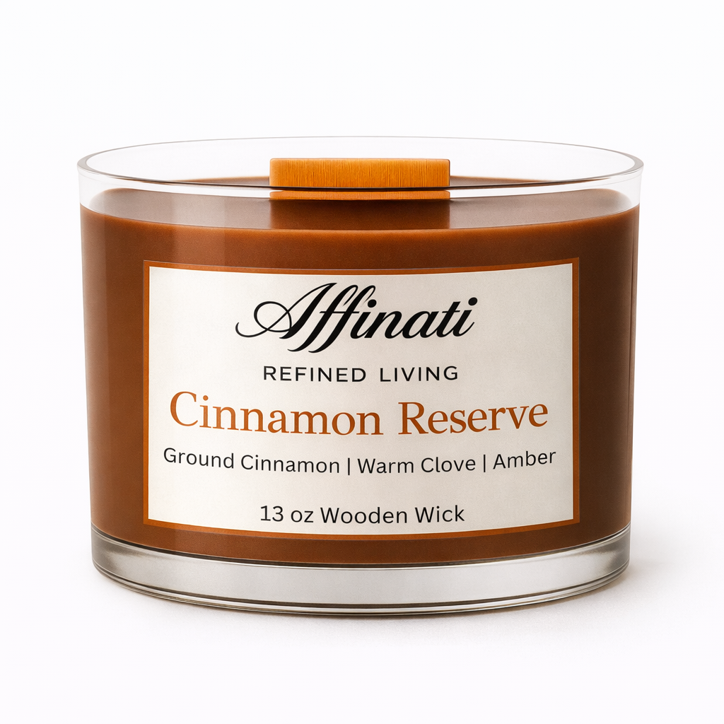 Cinnamon Reserve Wooden Wick Candle – Luxury 13 oz Soy Blend | Affinati