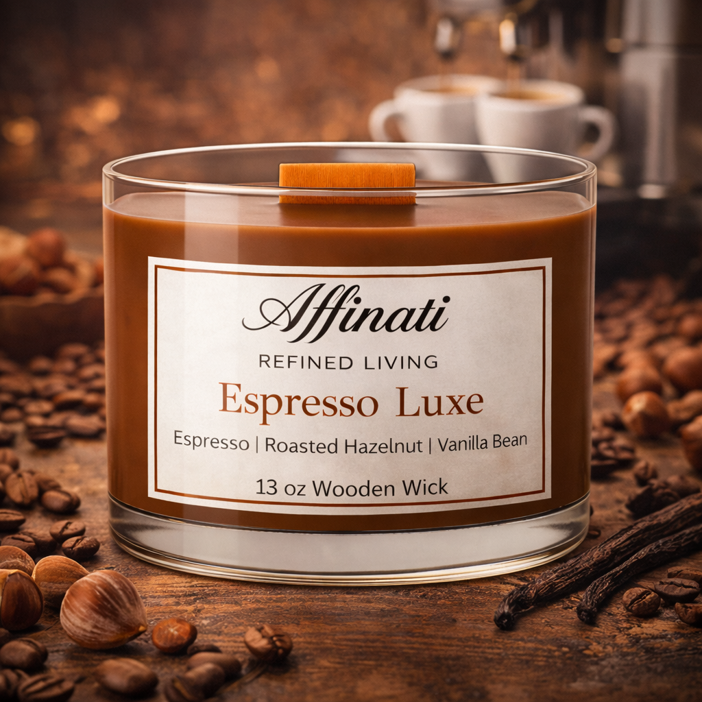 Espresso Luxe Wooden Wick Candle – Luxury 13 oz Soy Blend | Affinati