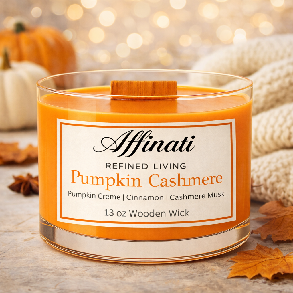Pumpkin Cashmere Wooden Wick Candle – Luxury 13 oz Soy Blend | Affinati