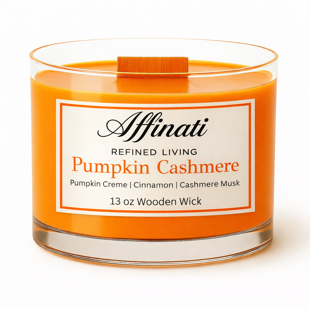 Pumpkin Cashmere Wooden Wick Candle – Luxury 13 oz Soy Blend | Affinati
