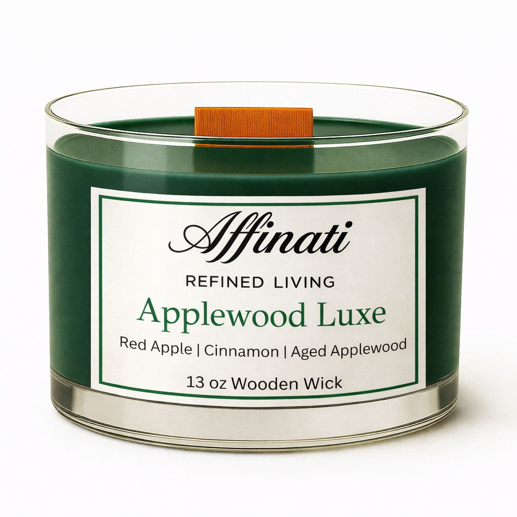 Applewood Luxe Wooden Wick Candle – Luxury 13 oz Soy Blend | Affinati