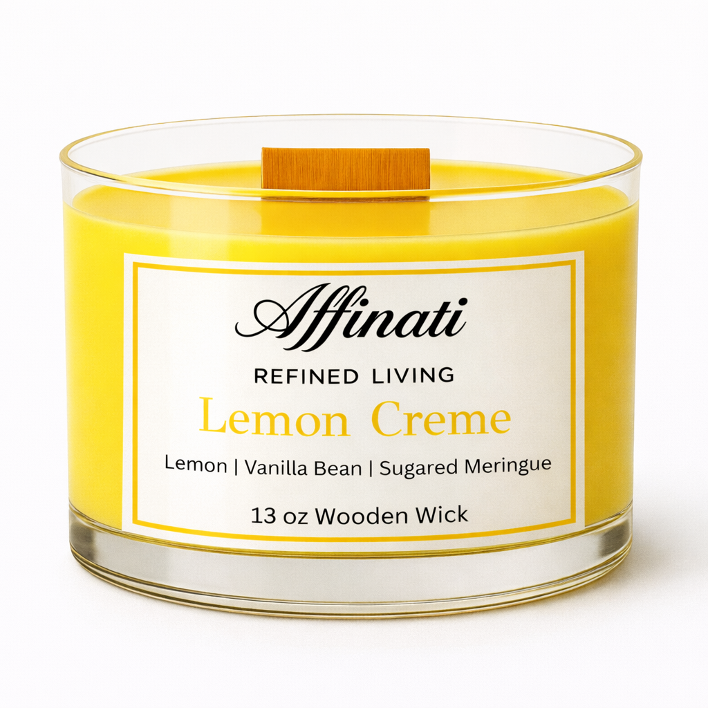 Lemon Creme Wooden Wick Candle – Luxury 13 oz Soy Blend | Affinati