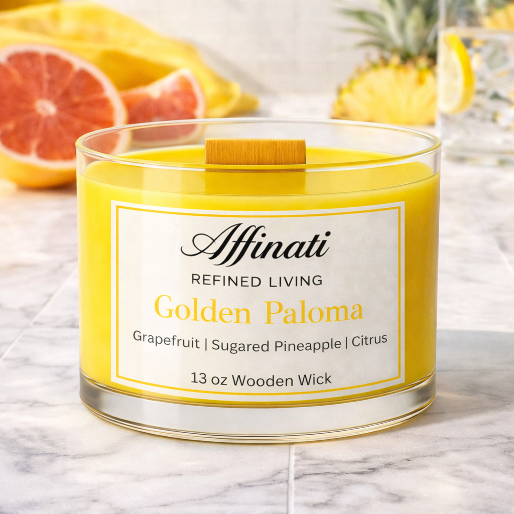 Golden Paloma Wooden Wick Candle – Luxury 13 oz Soy Blend | Affinati