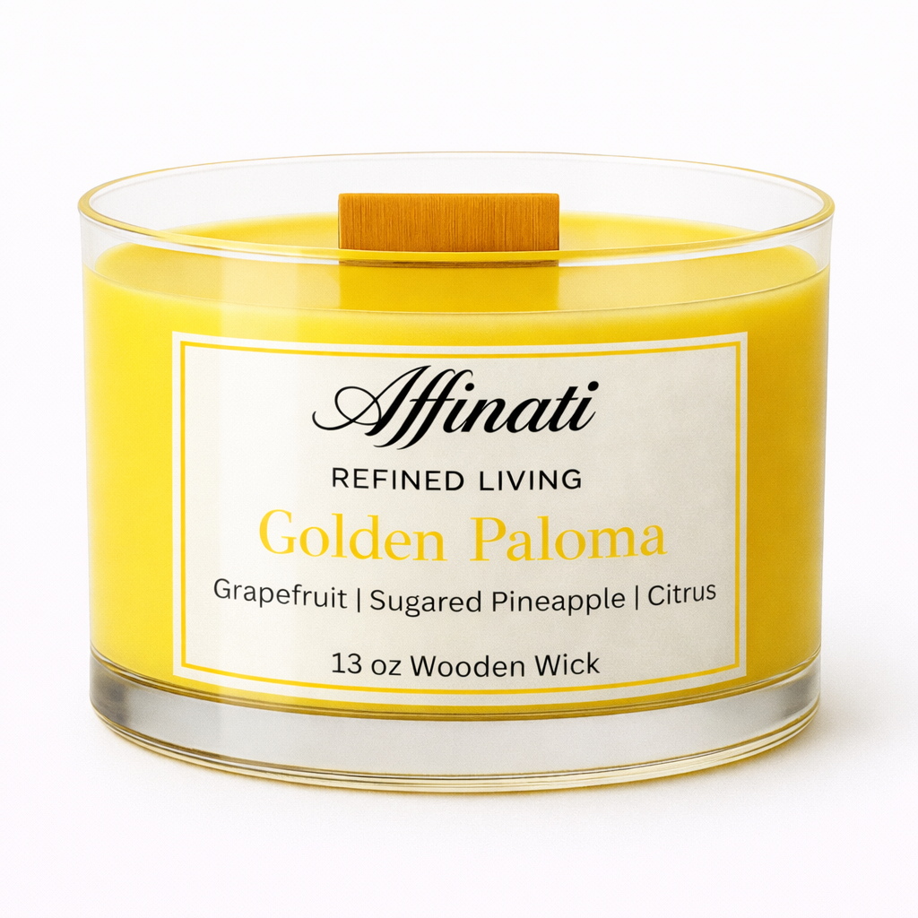 Golden Paloma Wooden Wick Candle – Luxury 13 oz Soy Blend | Affinati