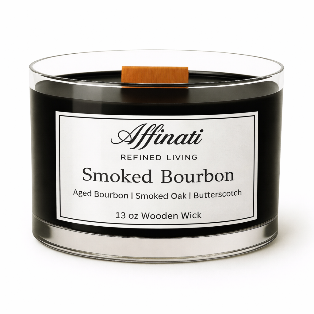 Smoked Bourbon Wooden Wick Candle – Luxury 13 oz Soy Blend | Affinati