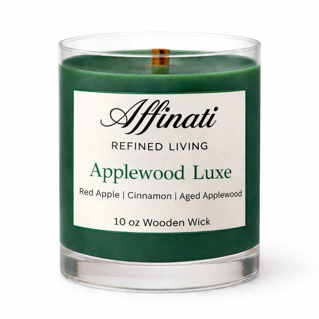 Applewood Luxe Wooden Wick Candle – Luxury 10 oz Soy Blend | Affinati