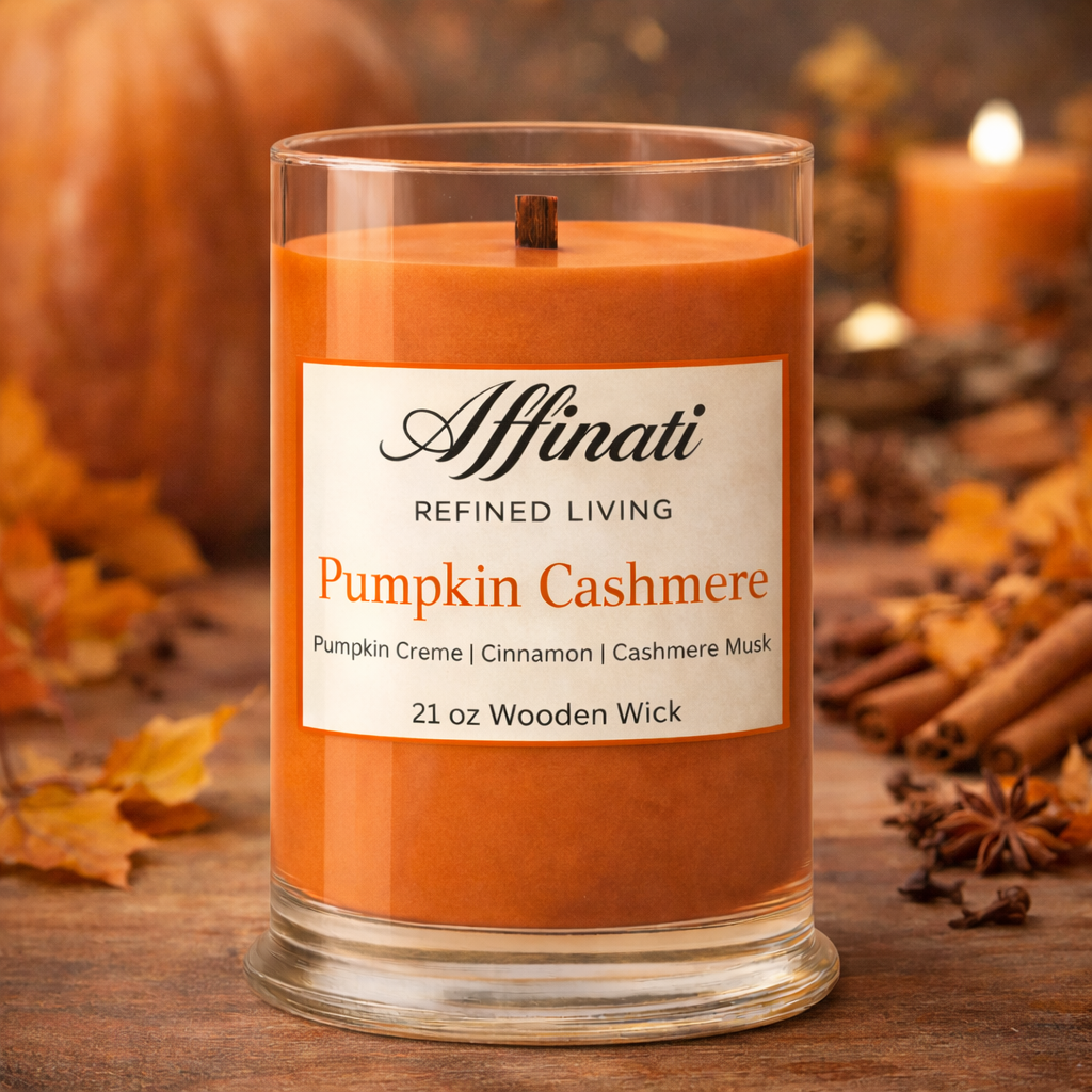 Pumpkin Cashmere Wooden Wick Candle – Luxury 21 oz Soy Blend | Affinati