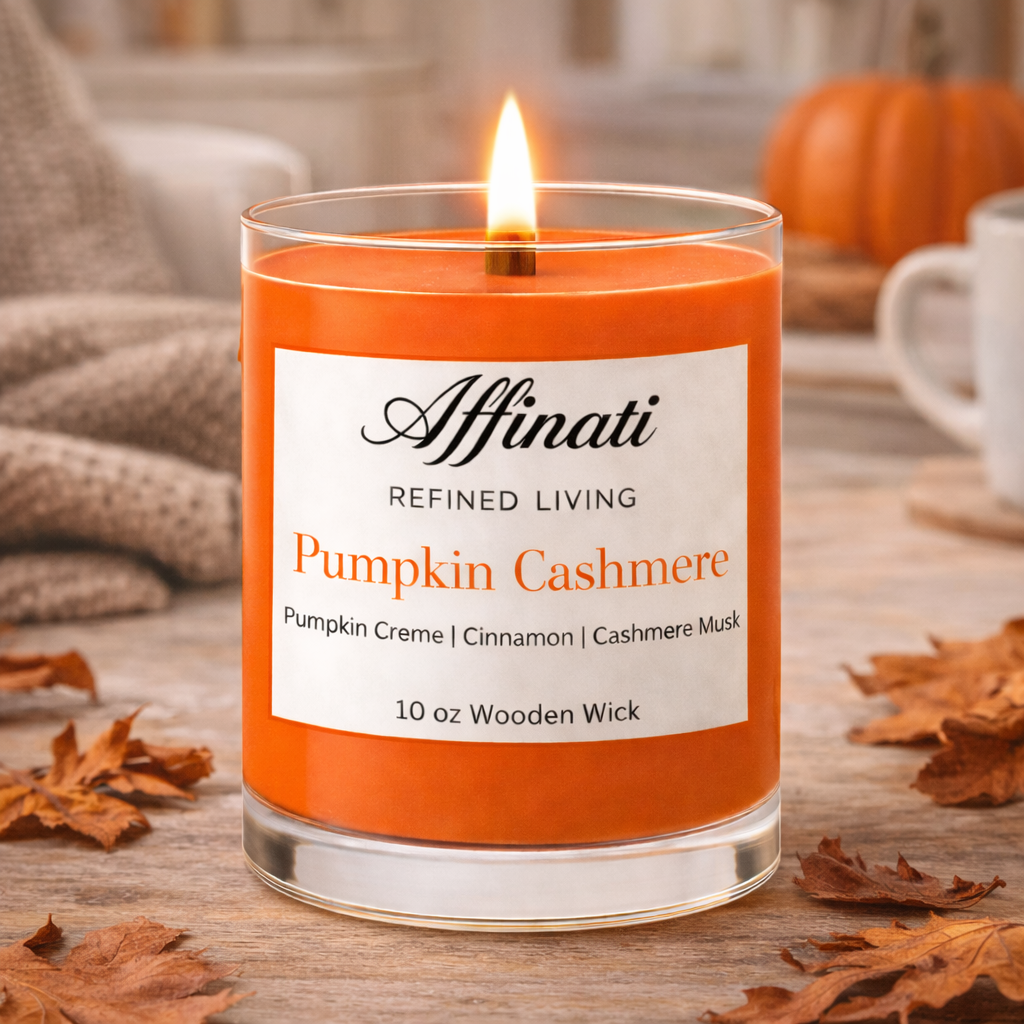 Pumpkin Cashmere Wooden Wick Candle – Luxury 10 oz Soy Blend | Affinati