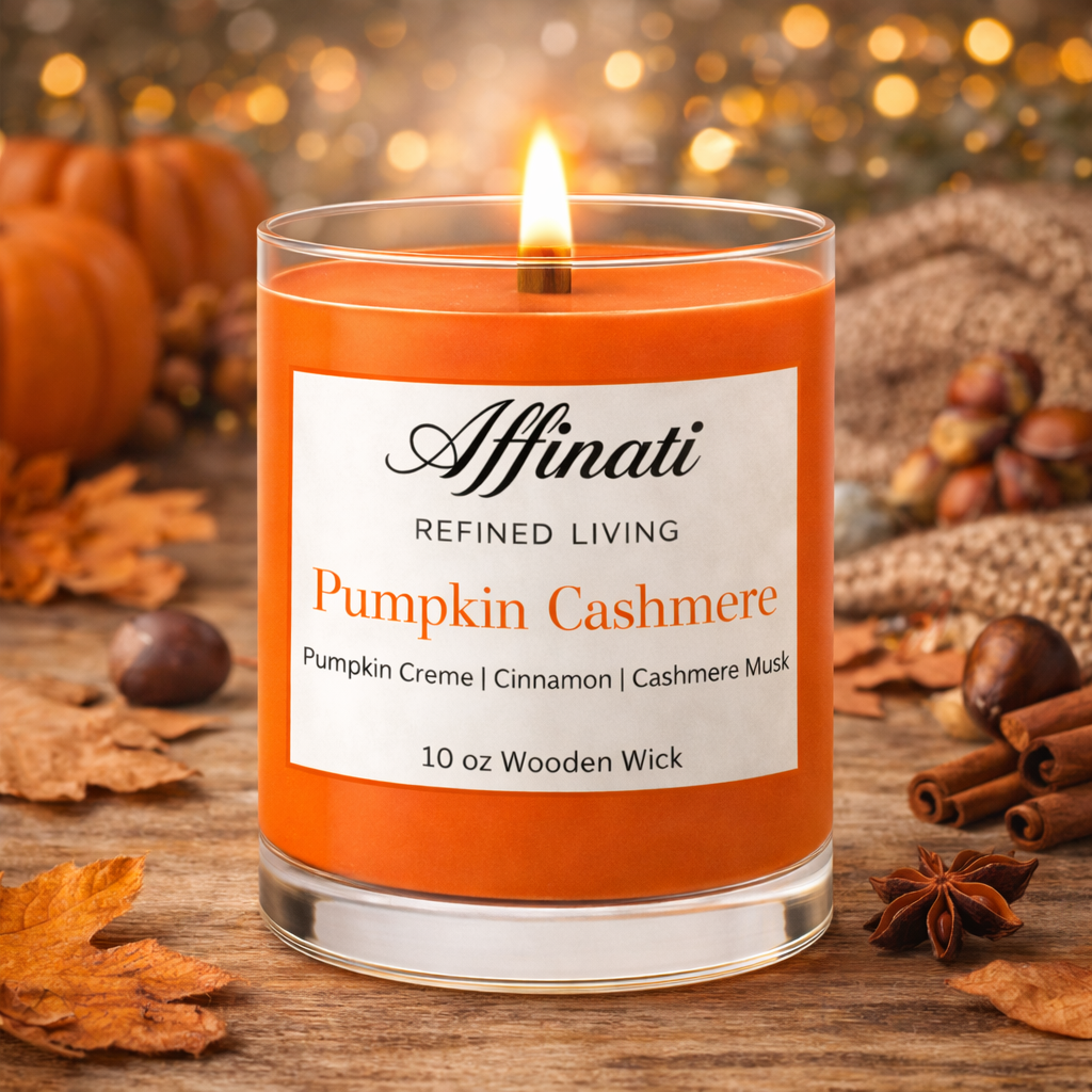 Pumpkin Cashmere Wooden Wick Candle – Luxury 10 oz Soy Blend | Affinati