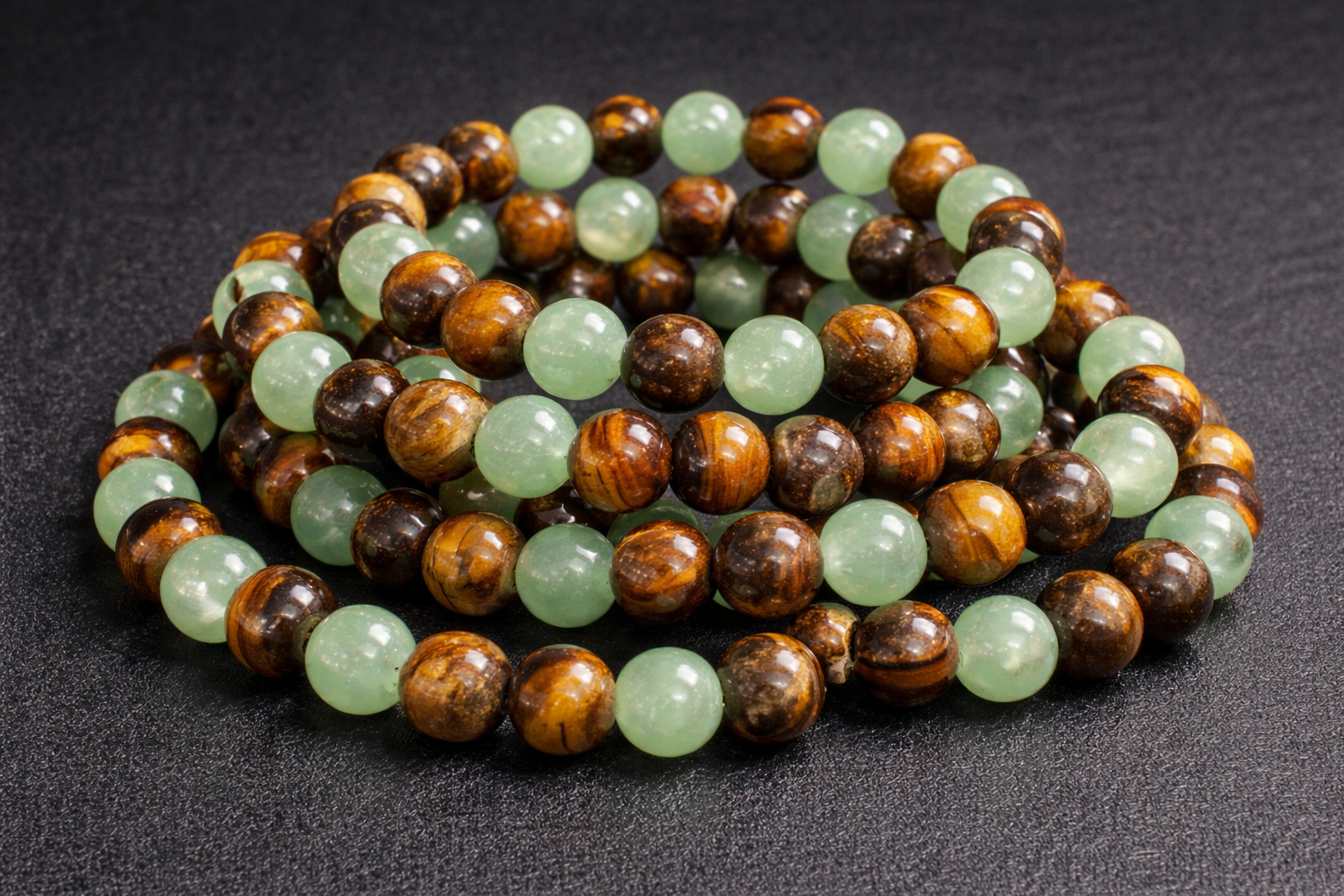 Green Aventurine & Tiger’s Eye Prosperity Bracelet – Abundance, Confidence & Luck (Medium Wrists)