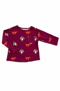 Virginia Tech Maroon Hokie L/S Ruffle Pocket Tee