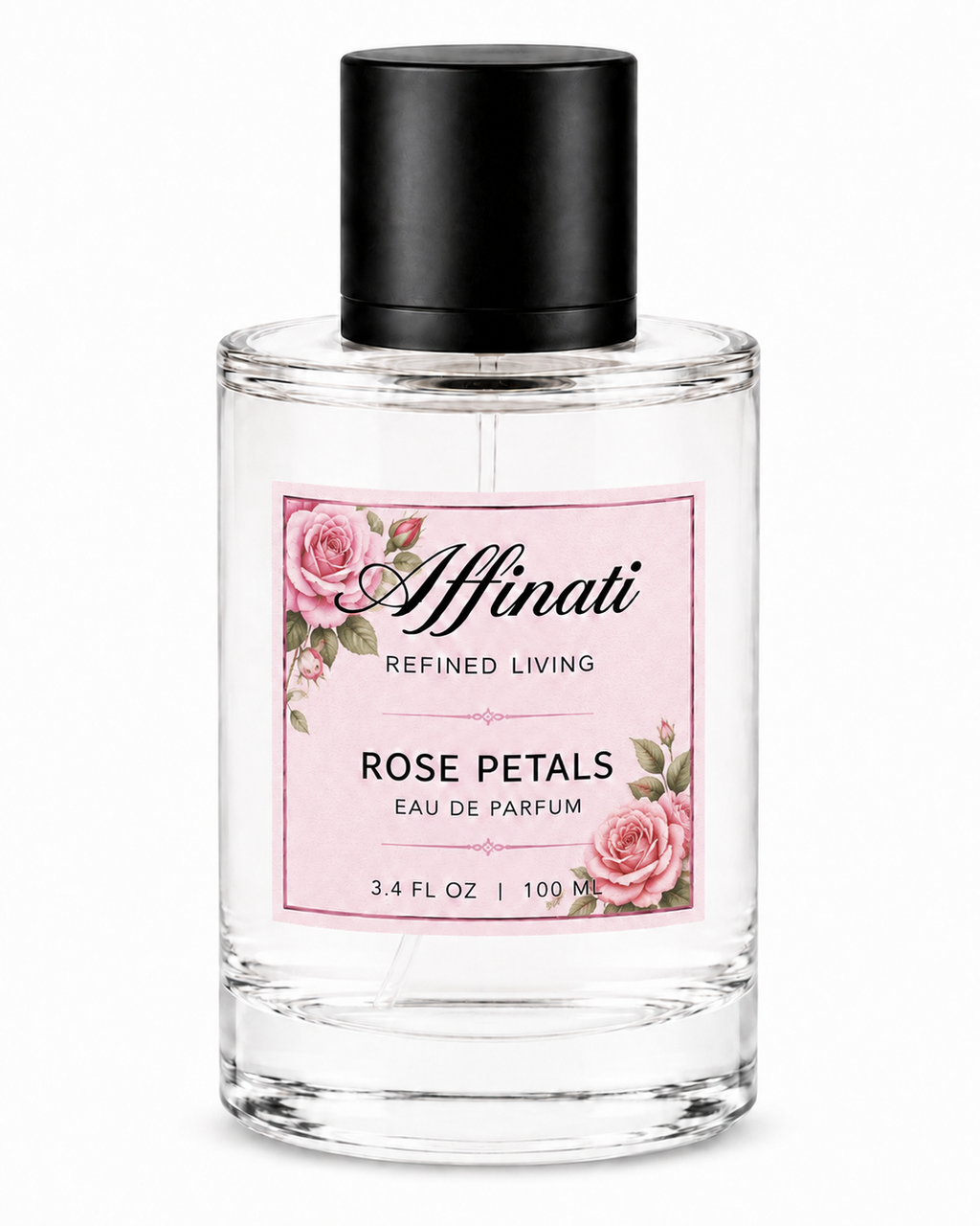Elegant bottle of Rose Petals Perfume