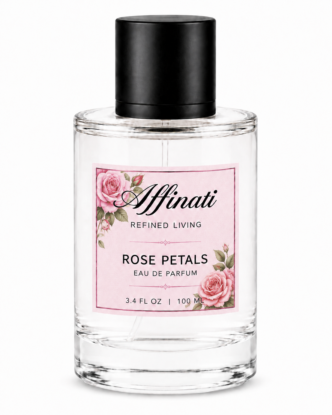 Elegant bottle of Rose Petals Perfume