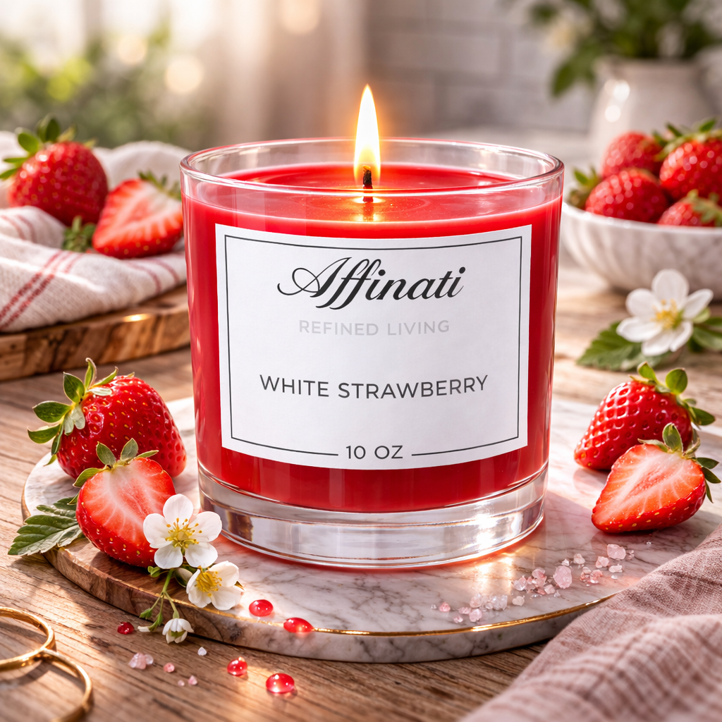 White Strawberry Soy Wax Scented Candle in Glass Jar 10 oz - Image 3