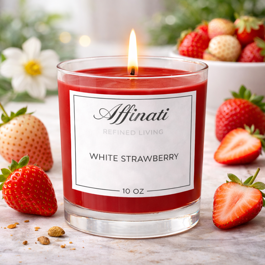 White Strawberry Soy Wax Scented Candle in Glass Jar 10 oz - Image 2