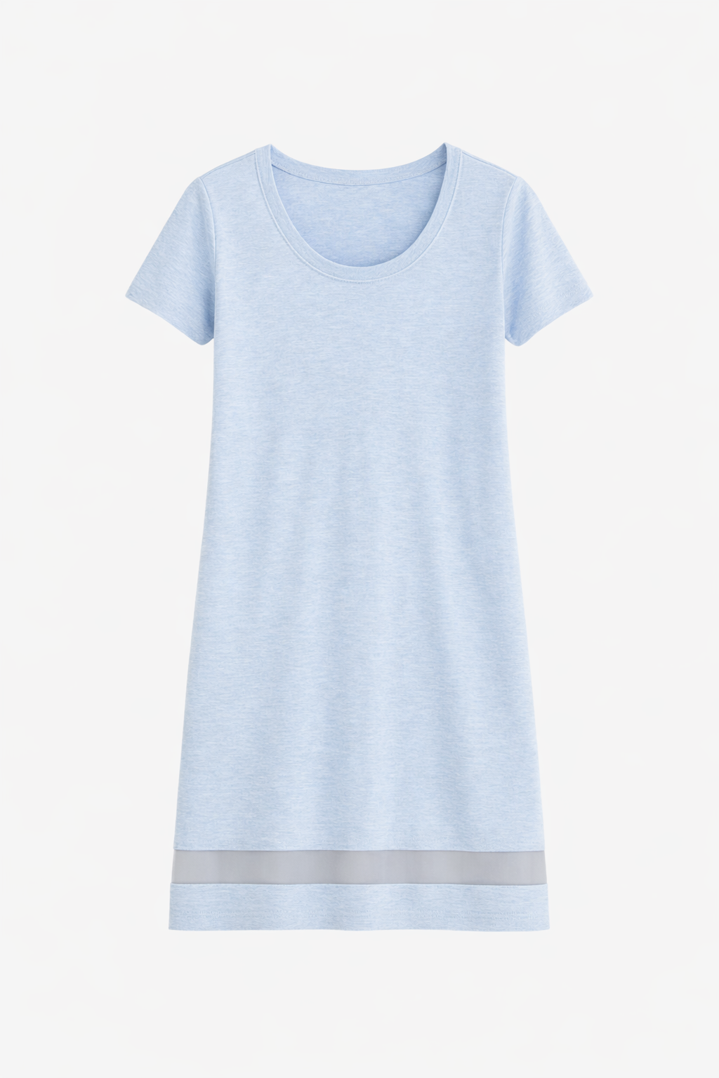 Gabriela Short Sleeve Nightgown with Mesh Hem in Light Blue - Image 2