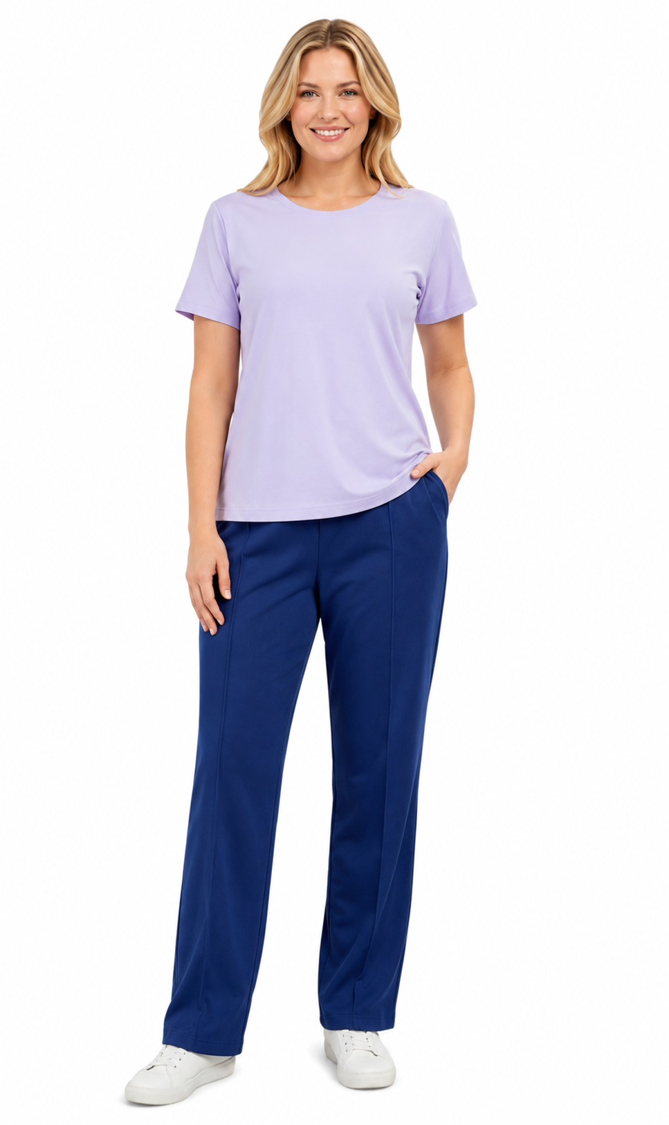 Women's Relaxed Fit Crew Neck Cotton Blend Short Sleeve T-Shirt