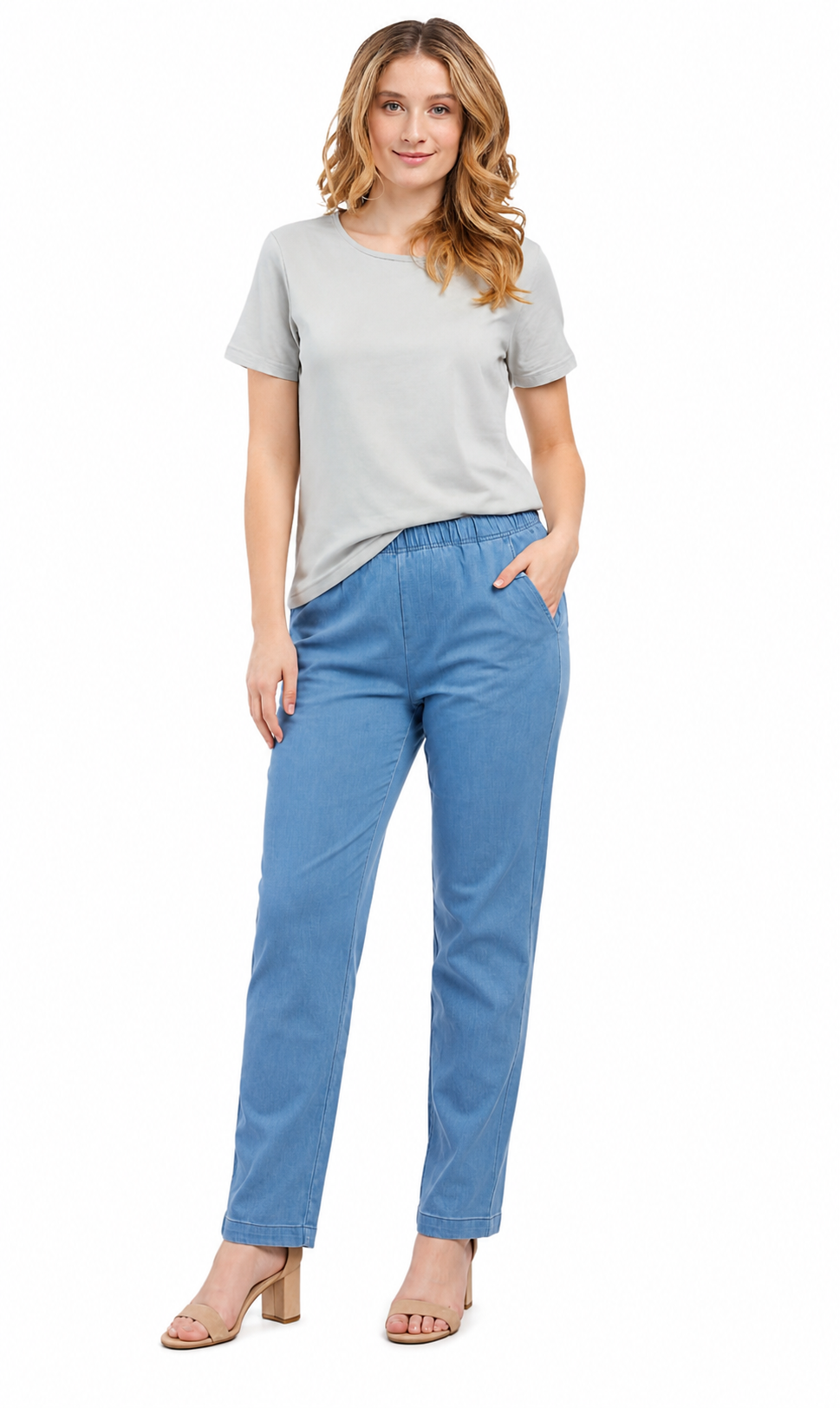 Women's Relaxed Fit Crew Neck Cotton Blend Short Sleeve T-Shirt
