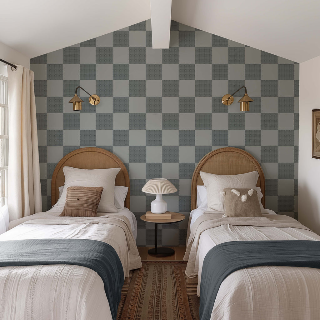 Watson Geometric Wallpaper in Grey and White Modern Minimalist