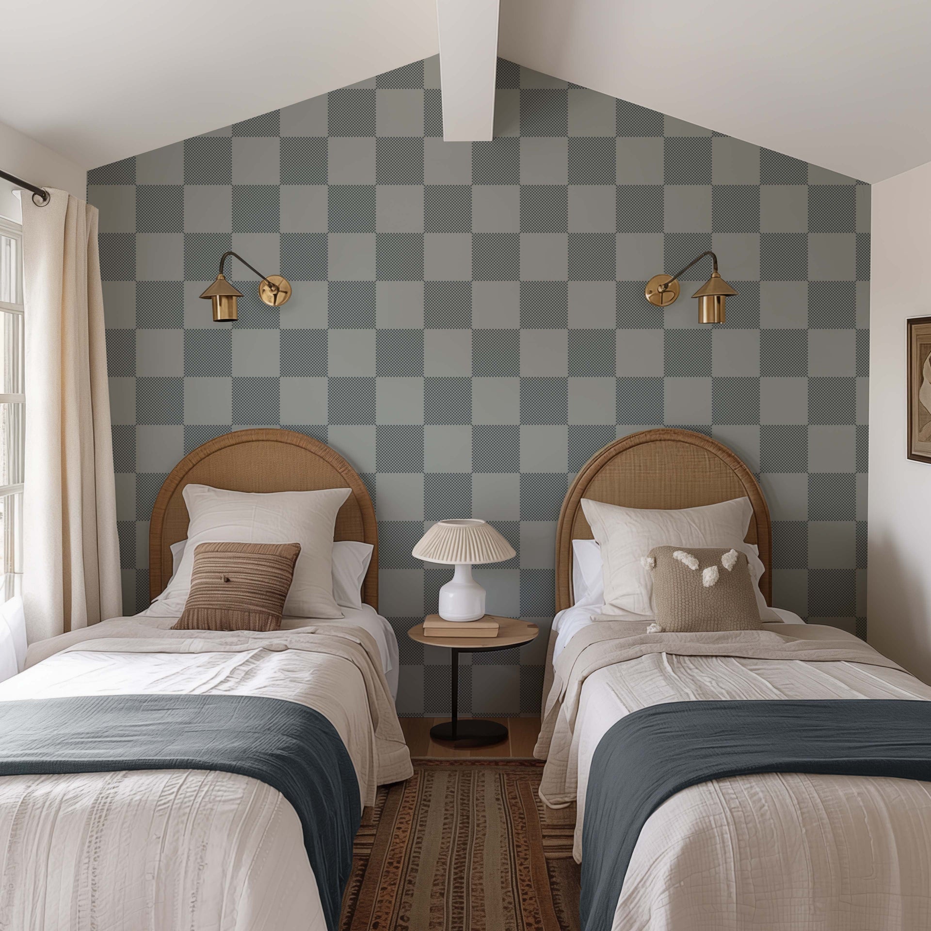 Watson Geometric Wallpaper in Grey and White Modern Minimalist