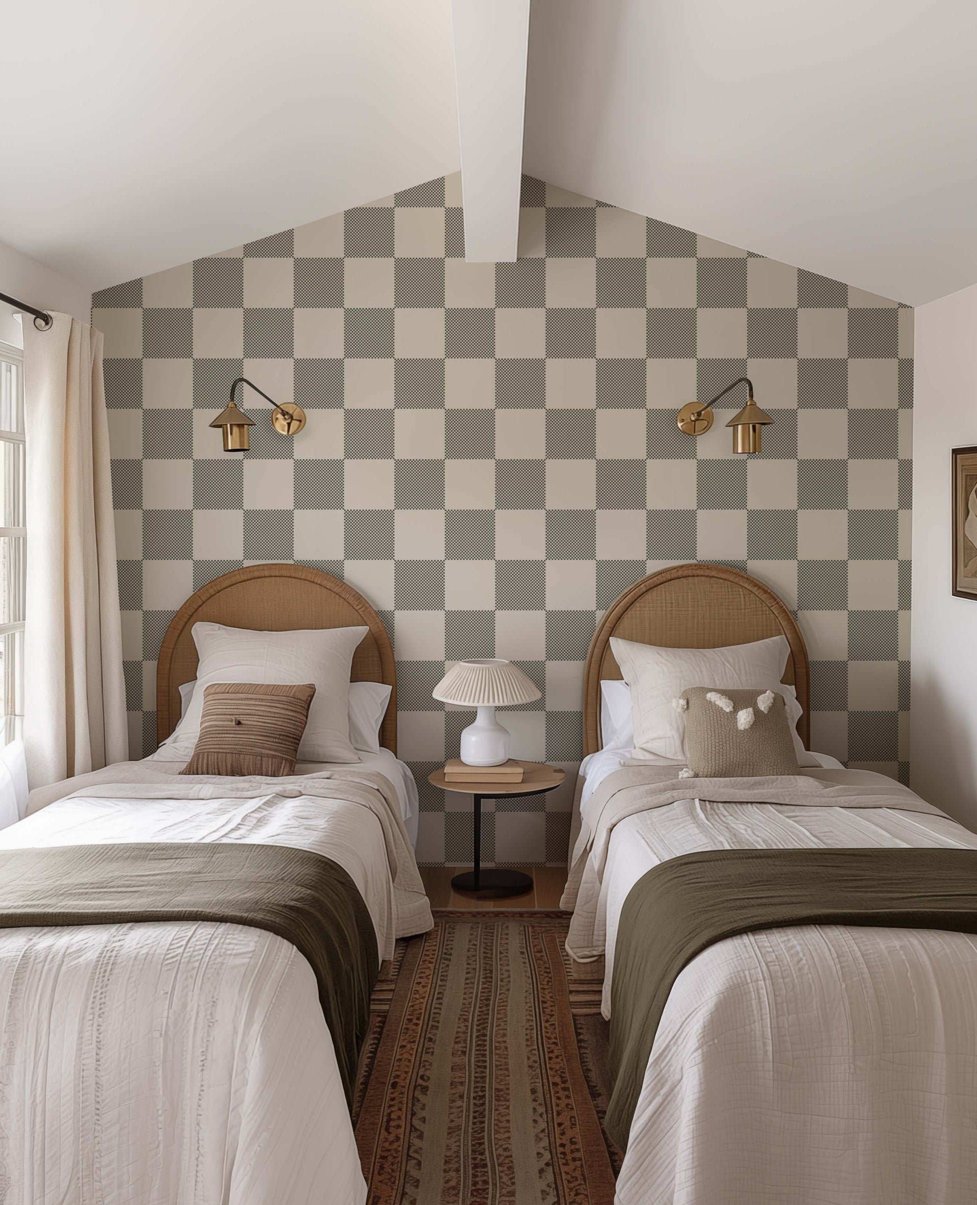 Watson Geometric Wallpaper in Grey and White Modern Minimalist
