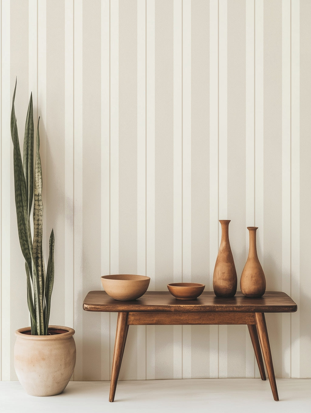 Remington Striped Wallpaper in Blue-Grey and Off-White