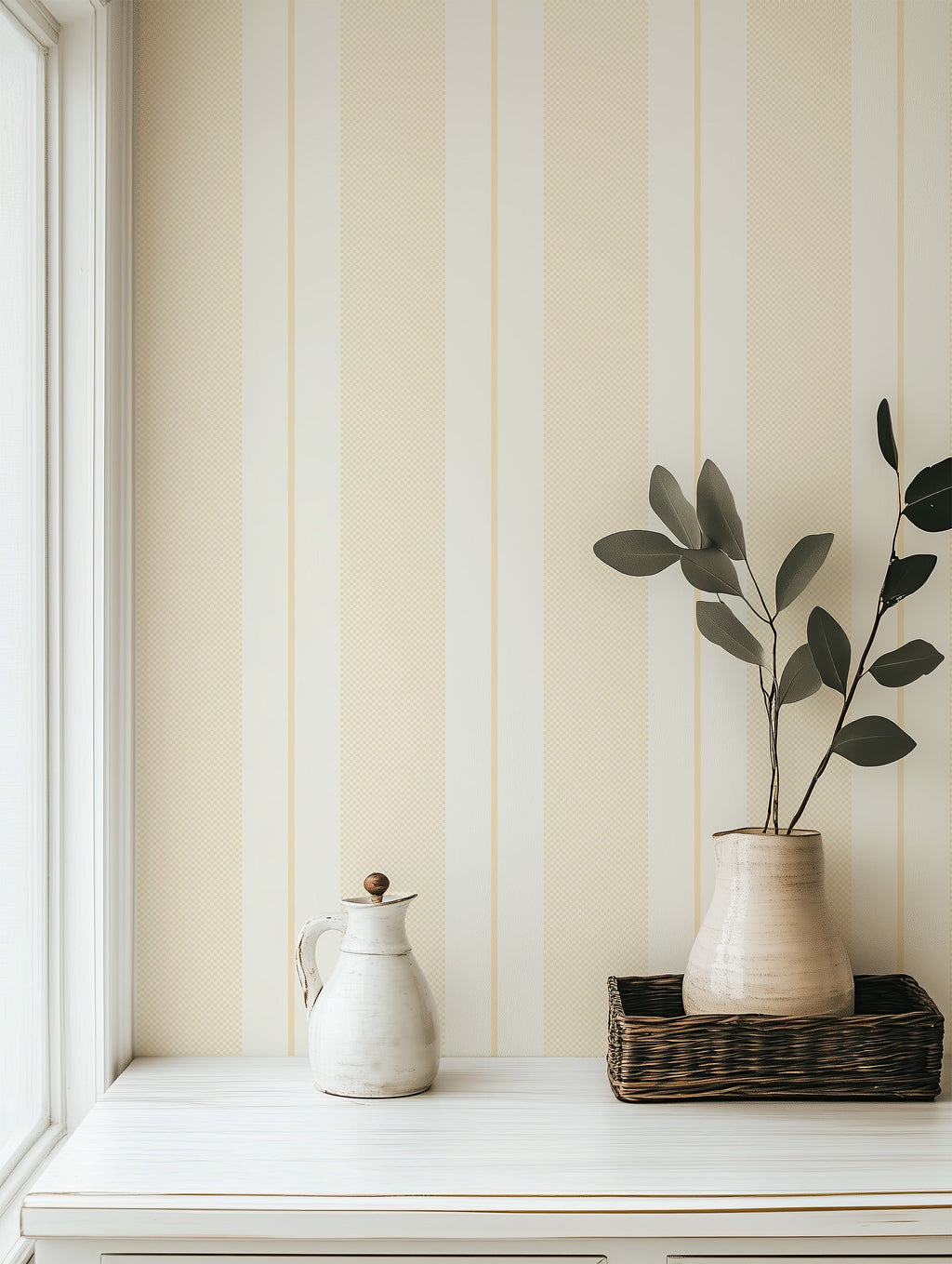 Remington Striped Wallpaper in Blue-Grey and Off-White