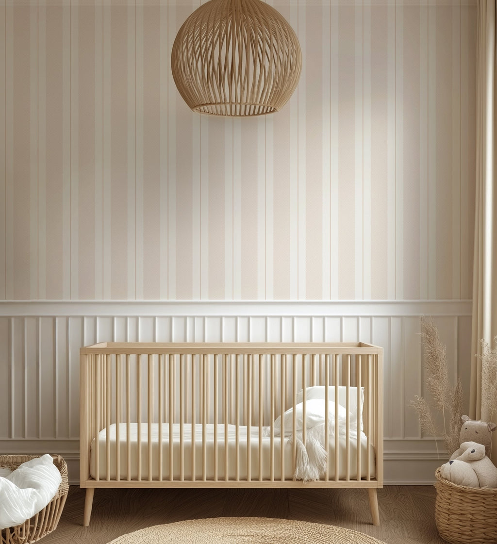 Remington Striped Wallpaper in Blue-Grey and Off-White