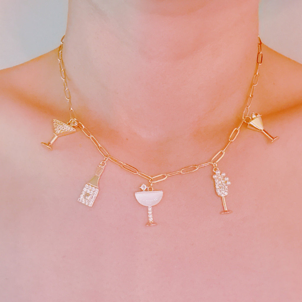Cheers To Happiness Multi Charm Necklace
