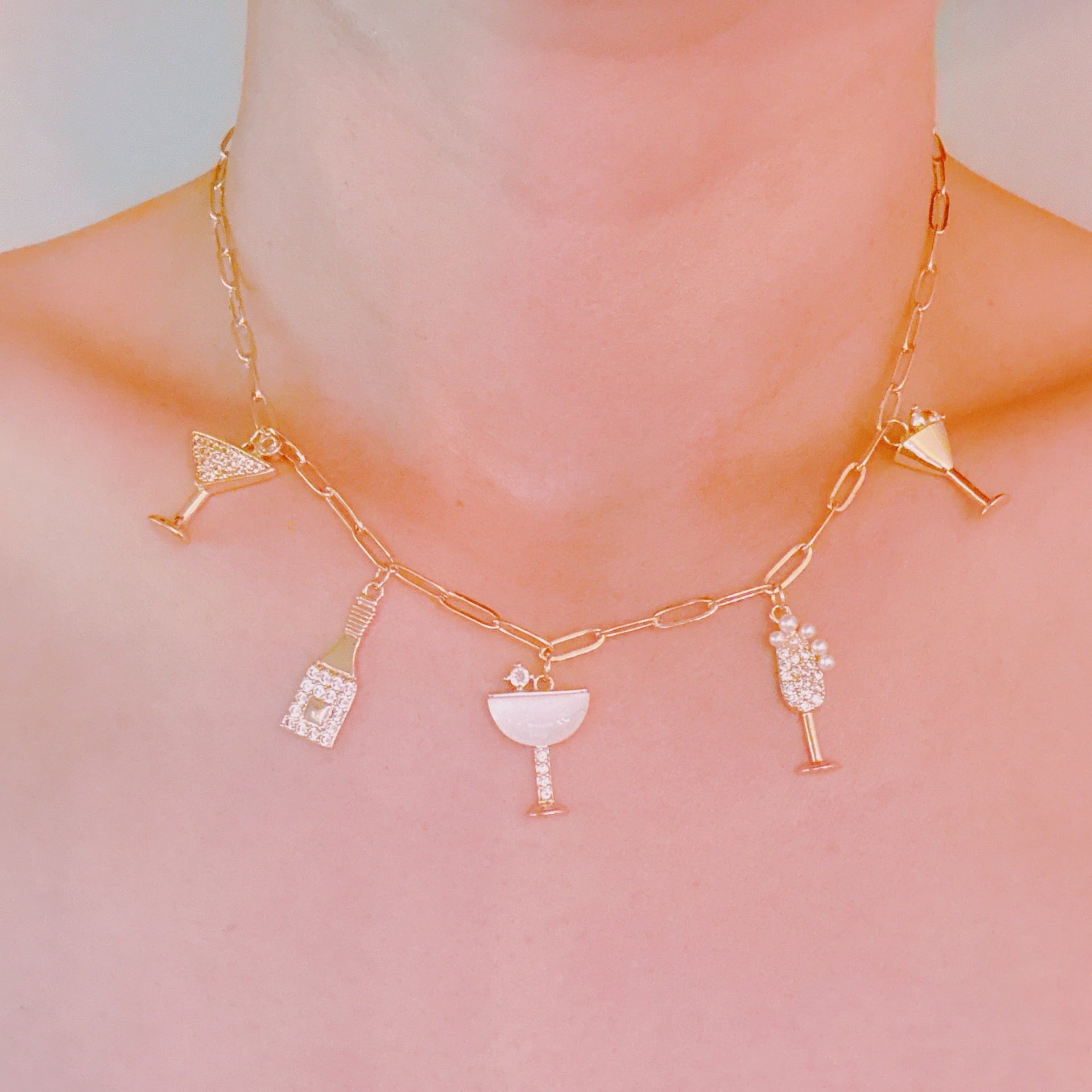 Cheers To Happiness Multi Charm Necklace