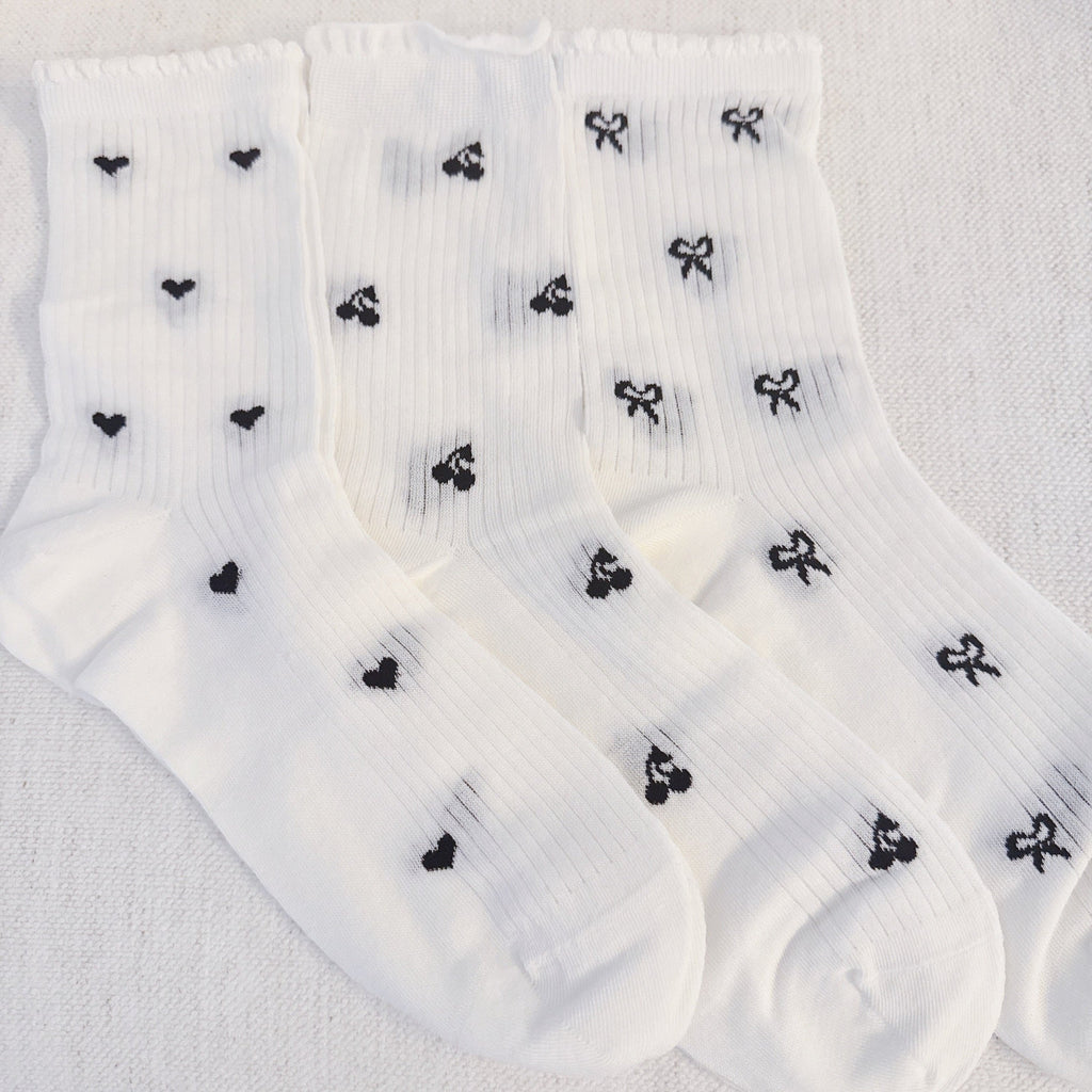 Cherry Cutie Charm Socks Set Of 3