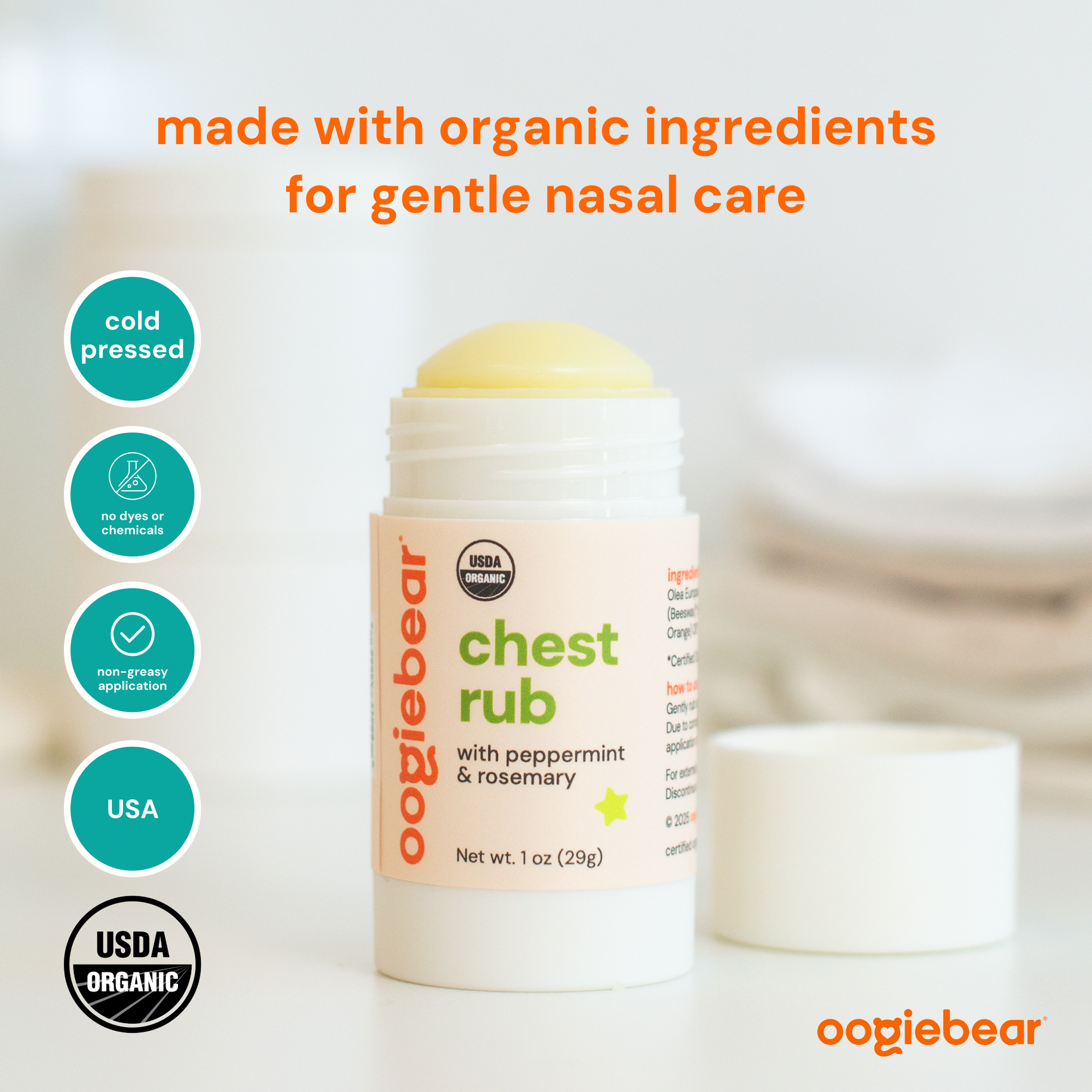 Organic Chest Rub Body Balm with Peppermint & Rosemary for Toddlers