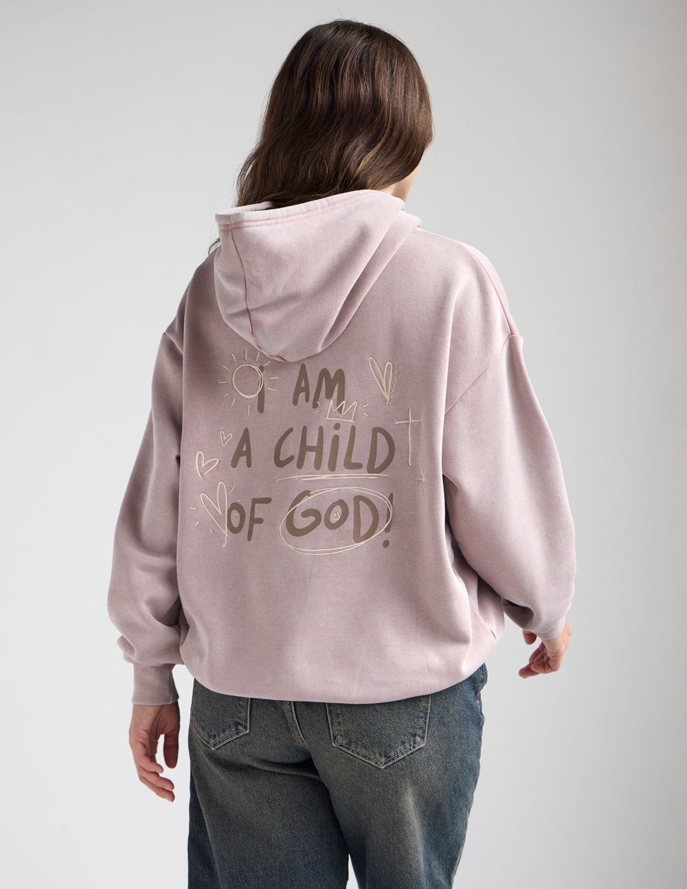 Brown unisex hoodie featuring Child of God John 1:12 verse print