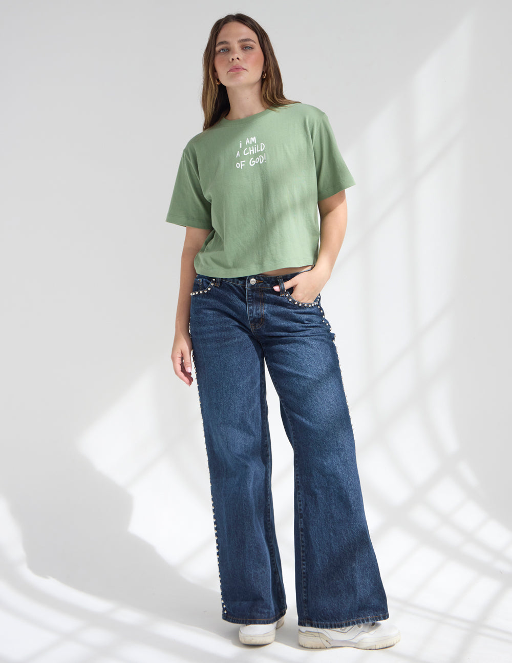 Child of God Women's Cropped Cotton Tee - Relaxed Fit Graphic Top