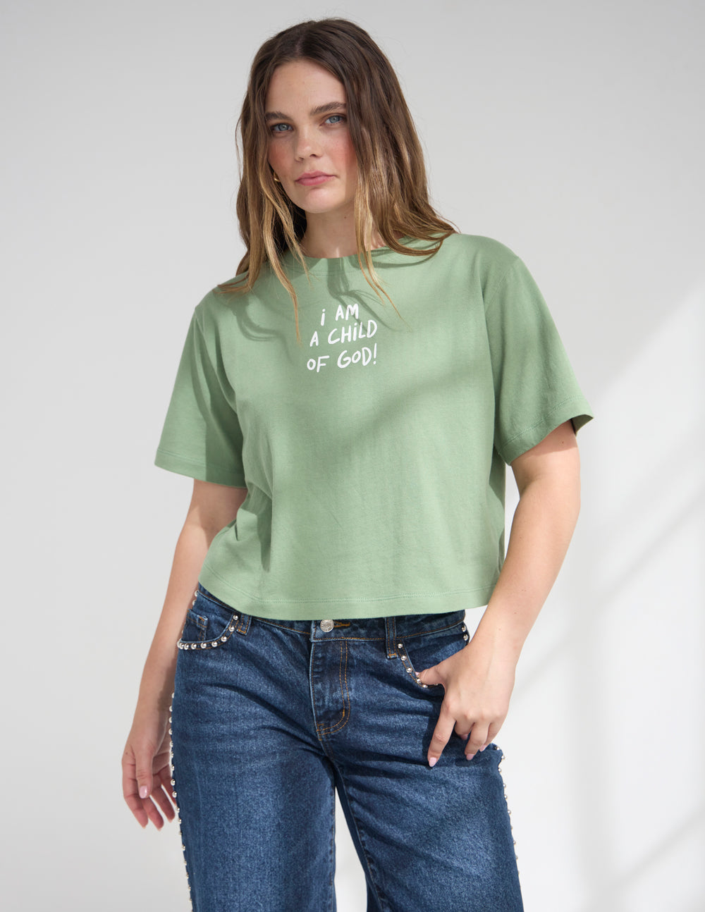 Child of God Women's Cropped Cotton Tee - Relaxed Fit Graphic Top