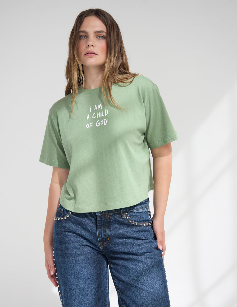Child of God Women's Cropped Cotton Tee - Relaxed Fit Graphic Top