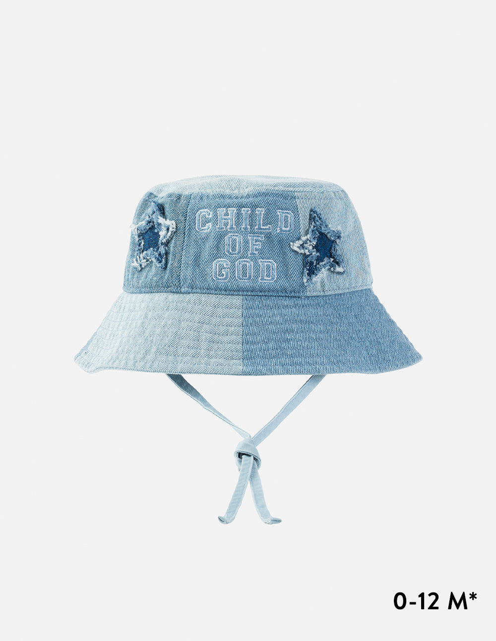 Child of God Denim Kids Bucket Hat - Patchwork Two-Tone Blue