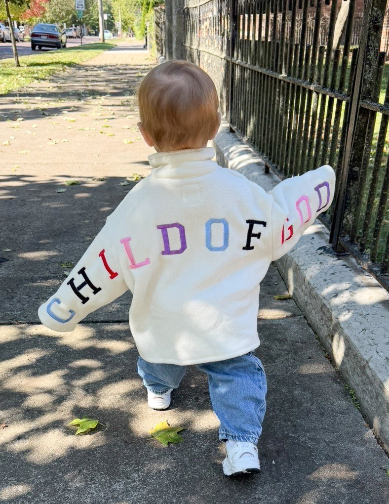 Child of God Fleece Pullover for Kids in Off-White