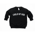 Child wearing a Child of God 2 minimalist crew neck sweatshirt in neutral tones