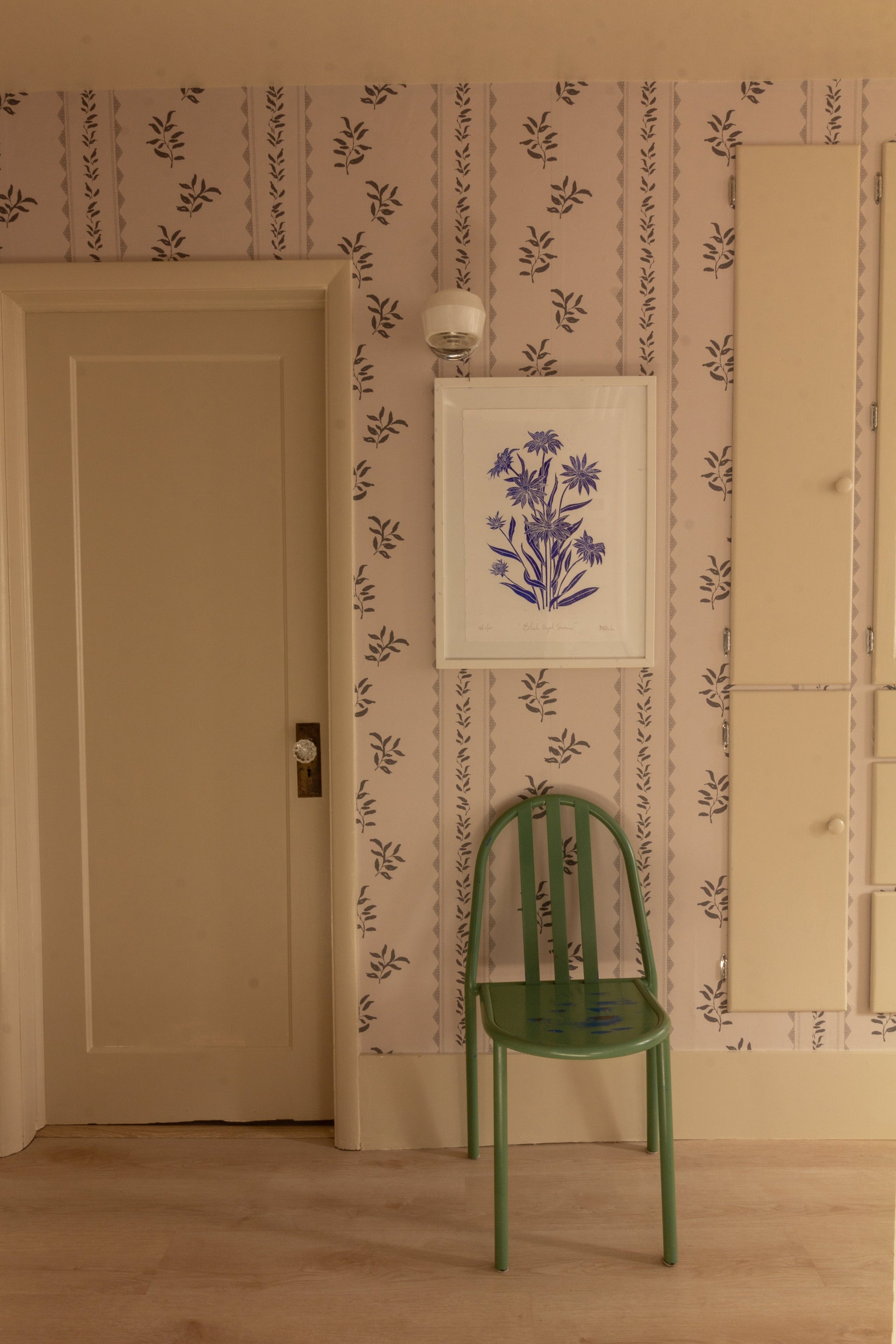 Colleen Geometric Removable Wallpaper in Cream and Grey-Blue