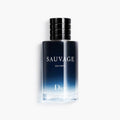 Dior Sauvage Eau Forte Parfum bottle in navy blue and black glass packaging.