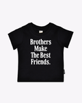 A close-up of the Brother Make the Best Friends graphic t-shirt in black.