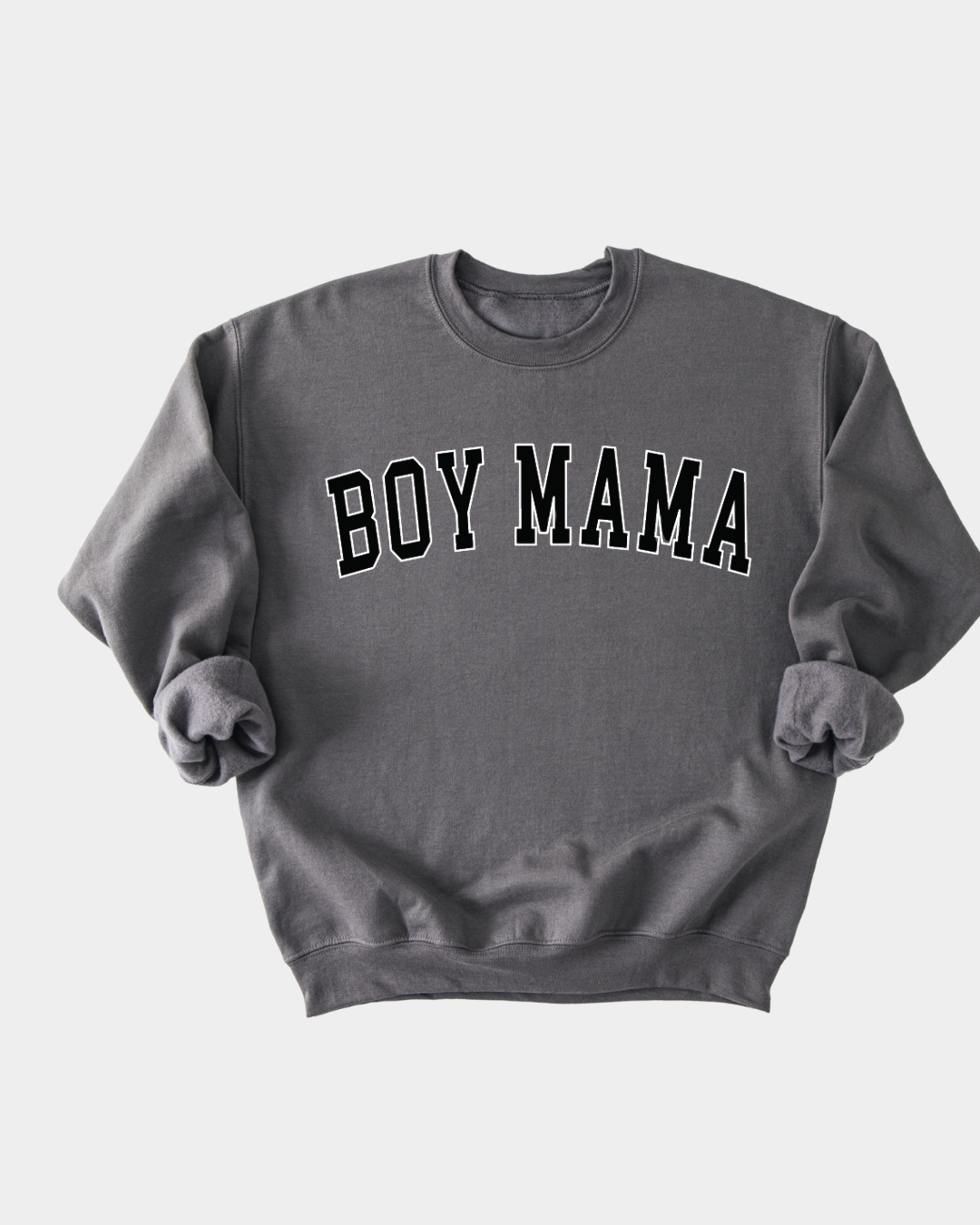 Boy Mama Varsity Pullover Sweatshirt in Dark Brown & Heather Grey