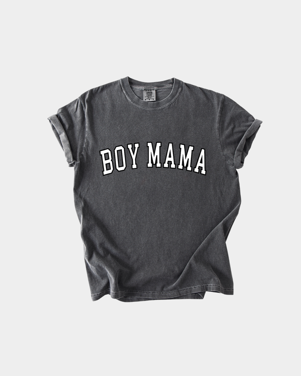 Boy Mama Varsity Relaxed Tee in Cream or Black Minimalist Cotton