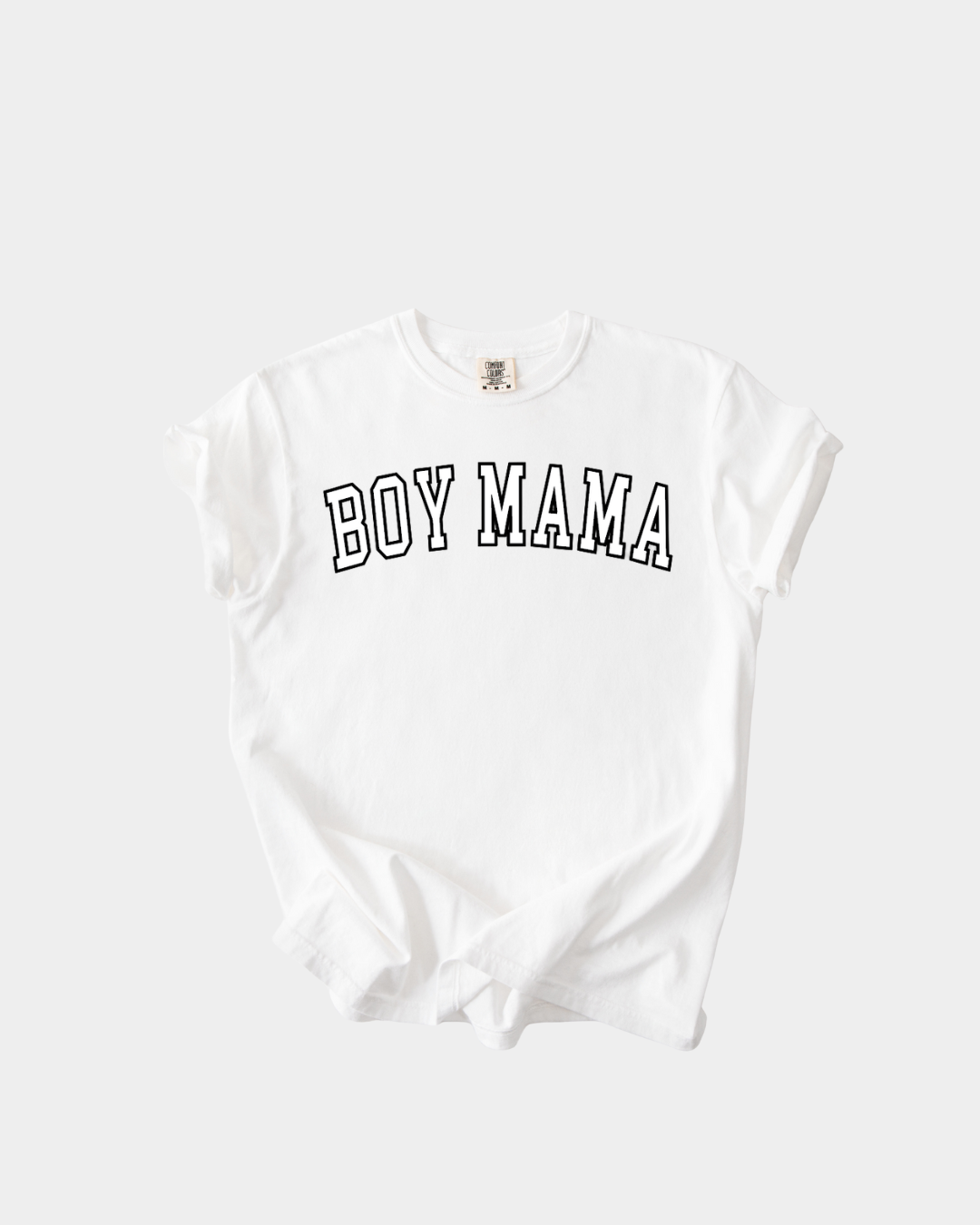 Boy Mama Varsity Relaxed Tee in Cream or Black Minimalist Cotton