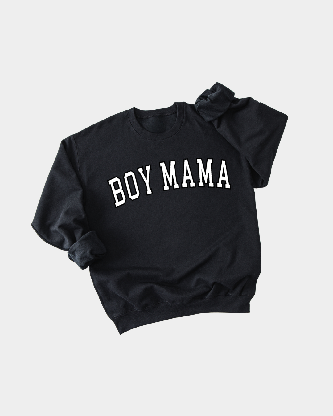 Boy Mama Varsity Pullover Sweatshirt in Dark Brown & Heather Grey